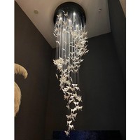 Lustres suspendus longs de 3 mètres pour escalier, plafond, hôtel, lustre en céramique extra large en forme de papillon