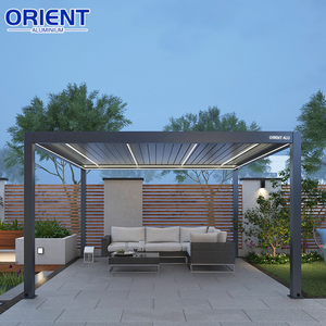 <span class=keywords><strong>Pergola</strong></span> en aluminium à <span class=keywords><strong>lames</strong></span> <span class=keywords><strong>orientables</strong></span>, résistante aux fortes charges de neige, avec stores enrouleurs et porte vitrée relevable pour activités extérieures - Product Image 2
