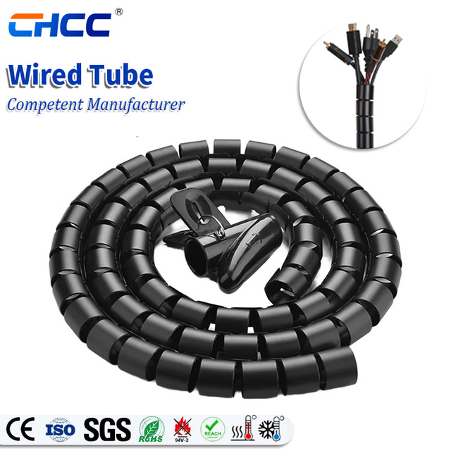CHCC PE Spiral Wrapping Cable Management Sleeve Cord Bundler 8mm Diameter Zip Clip Cable Zipper Wire Wrap Cord Organizer Tube