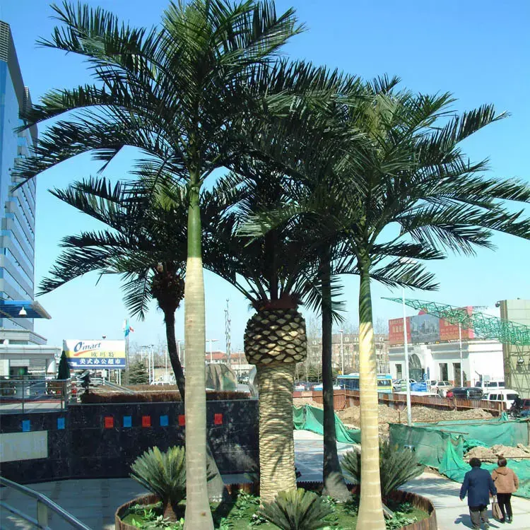 Prezzo di fabbrica foglie di plastica per esterni alberi di cocco palma reale artificiale gigante per la decorazione del giardino