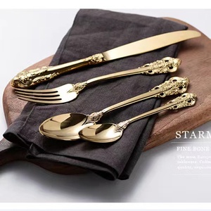 Chất lượng cao sang trọng hoàng gia thép không gỉ 304 Vàng Flatware gương vàng thanh lịch muỗng nĩa dao thiết lập dao kéo - Product Image 5