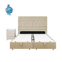 Cama Modular Europea Espaciosa con Almacenamiento Ajustable, Tamaños Queen y King, Gran Espacio de Almacenamiento Debajo de la Cama, Elevación Suave con Gas, Ahorra Espacio, Estilo Directo