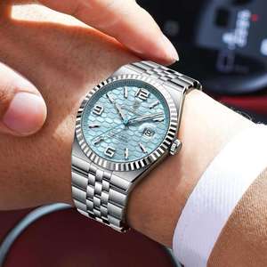 Montres POEDAGAR 839 pour hommes, luxe léger, tendance, étanches 3ATM, aiguilles lumineuses, calendrier, date, bracelet en acier inoxydable, montres à quartz - Product Image 2