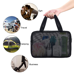 Custom <b>Reusable</b> Mesh Tote <b>Bag</b> with Zipper Closure Letter Design for Gym Travel Camping & Business Use - Product Image 4