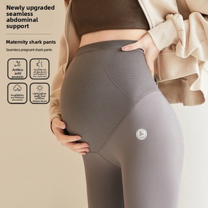 Leggings de maternité, pantalon de <span class=keywords><strong>grossesse</strong></span> taille haute sans couture avec soutien abdominal, pantalon de <span class=keywords><strong>grossesse</strong></span> monocouche sans molleton - Product Image 1