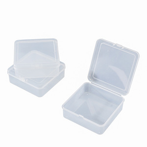 Transparent <b>Plastic</b> <b>Storage</b> Box 10x10x2.8cm Square PP Jewelry Hardware Organizing Container With Lid - Product Image 4