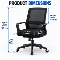 Chaise de bureau ergonomique en maille de haute qualité pour réunions, conférences et travail sur ordinateur