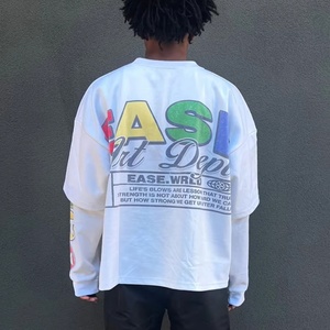 Fabricant de vêtements de marque streetwear avec impression graphique personnalisée en gros, t-shirts à manches longues unisexes pour hommes en taille plus - Product Image 2