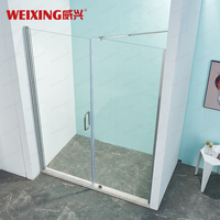 Salle de bain de haute qualité Rectangle Pivot Porte de douche en aluminium sans cadre en verre trempé Salle de douche