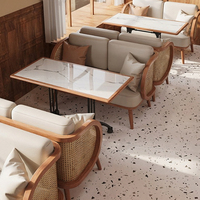 Massief houten restaurantmeubilair, eettafel- en stoelsets, kantine, fastfood, catering, café, koffieshop, booth, bankzittingen, stoel, tafel