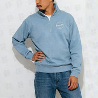 Vente en gros de chandail à fermeture éclair et quart molletonnée pour hommes, 330 GSM, logo personnalisé, pull-over d'entraînement, sweat-shirt uni, survêtement zippé 1/4