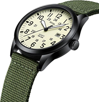 Montre à quartz analogique unisexe pour homme, style militaire, boîtier en alliage, bracelet en nylon, lumineuse et tendance