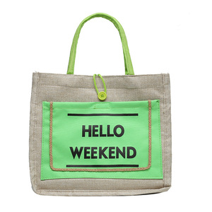 Jute Juco Tote <b>Bags</b> with Zipper OEM Green Custom Laminated Natural Premium Linen Polyester Tote <b>Bag</b> Sublimation - Product Image 1