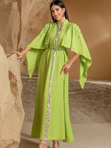 Nuevo Chal de Diamantes Cosido a Mano en Amarillo-Verde, Vestido Musulmán <span class=keywords><strong>para</strong></span> Mujer, <span class=keywords><strong>para</strong></span> Uso Diario y Festivo en el Medio Oriente - Product Image 3