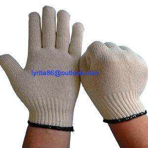 Guantes tejidos de algodón de seguridad de calibre 10 Guantes de mano de algodón blanco Guantes de algodón para uso industrial Barato - Product Image 2