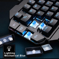 Clavier de jeu filaire AIKUN GX350 avec rétroéclairage RGB, interrupteurs mécaniques, multimédia, mini clavier portable à une main