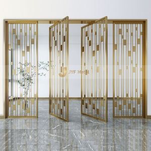 EX706 Modern Laser Cut Durable Art Stainless Steel Foldable Multi-Functional Room Dividers <b>Screens</b> for Office Home Living Room - Product Image 5