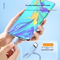 Cable de Datos USB Tipo-C a Tipo-C de Carga Rápida de 60w y 3a, Trenzado de Nailon Azul de 1m 2m 3m OEM para Teléfono Móvil IPhone15 16 Puls