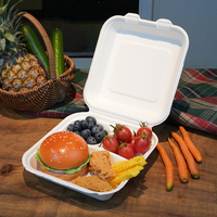 Boîtes d'emballage de nourriture Boîte à lunch robuste en pulpe de canne à sucre 7 pouces à compartiment unique Boîte à lunch en bagasse