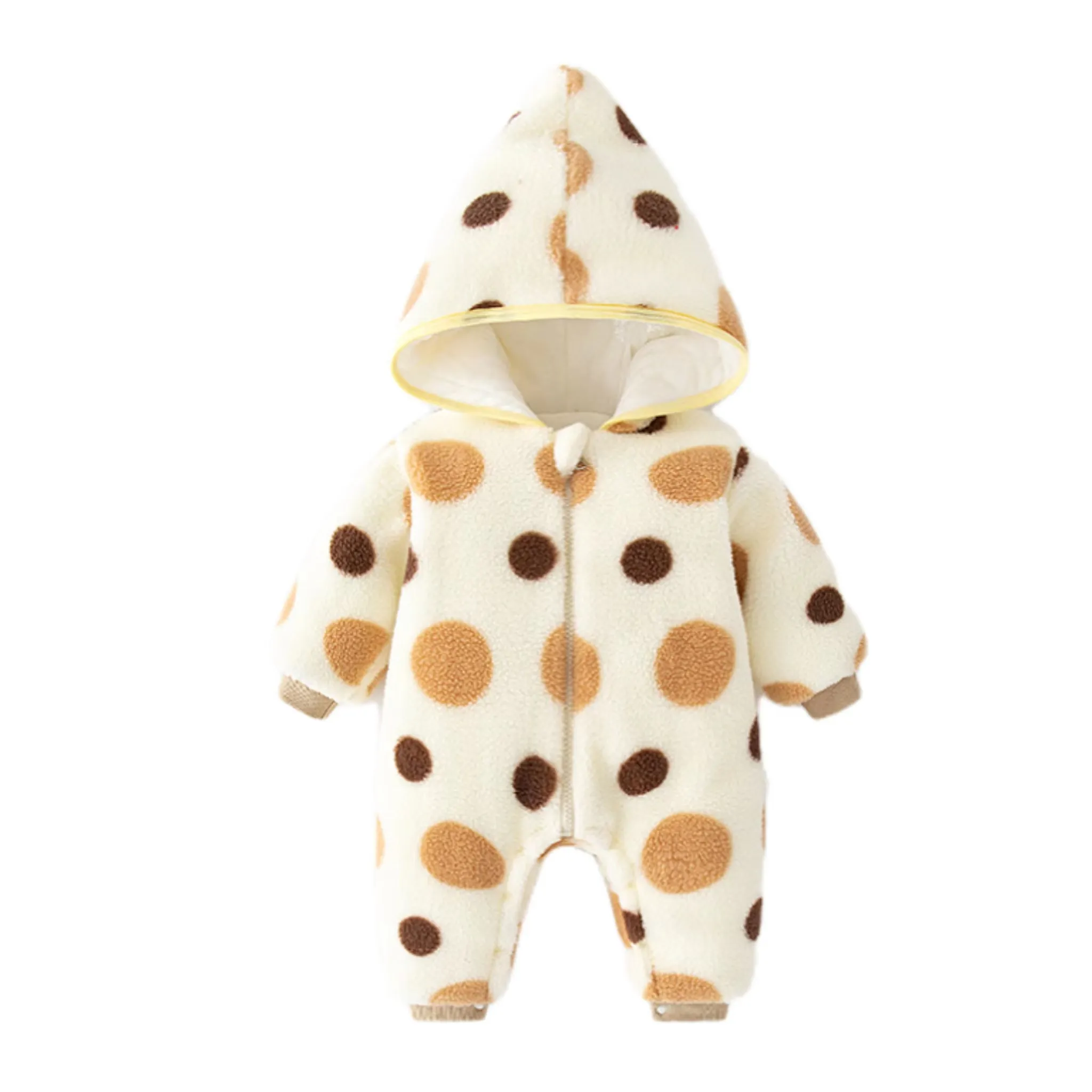 2023 High Quality Children Infants Toddlers Cute Hooded Clothes Crawling Cotton Coral Thermal Newborn Babies Jumpsuits
