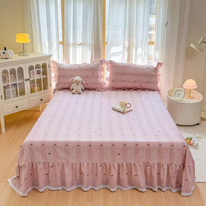 Extra Large <strong>Size</strong> 100% Pure Cotton Printed Bed Skirt Romantic Ruffled Lace Edge Dust Mattress Cover <strong>Valance</strong> for <strong>King</strong> Mattress - Product Image 1