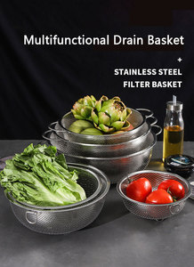Lot de 6 passoires en acier inoxydable à mailles fines pour évier de cuisine, avec panier de drainage et poignée, pour légumes et riz - Product Image 3