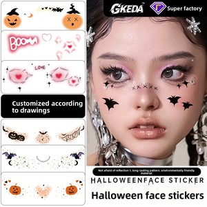 Nuevas pegatinas de transferencia facial de <span class=keywords><strong>terror</strong></span> para Halloween, tatuajes temporales desechables, impermeables, resistentes al sudor, fáciles de quitar, cosméticos - Product Image 5