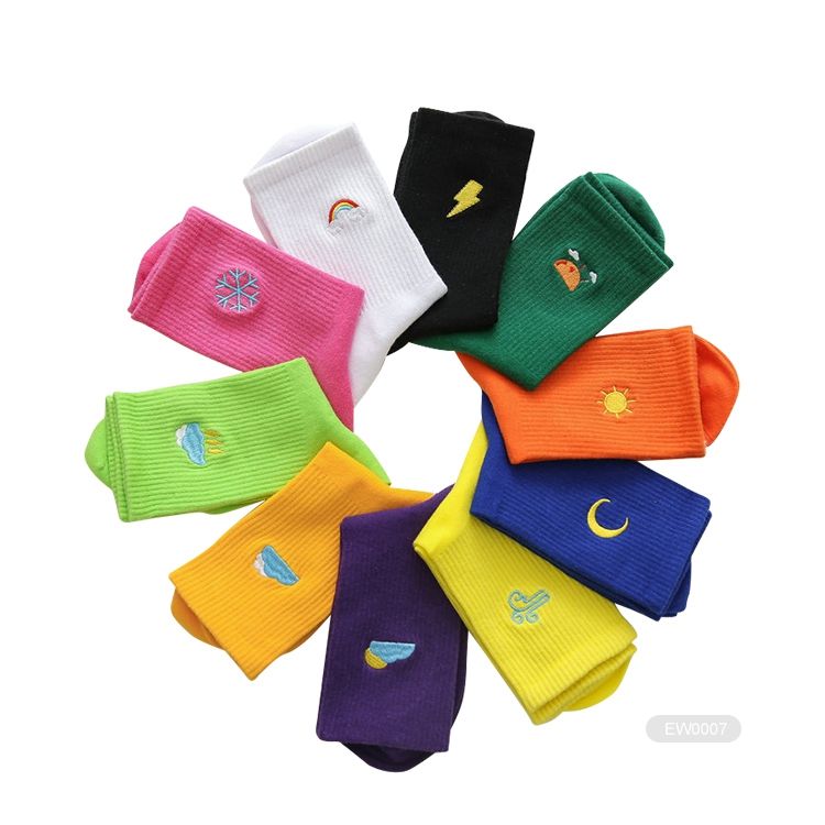 FY-I-0774 High Quality No Minimum Unisex Crew Plain Knit Embroidery logo Sox Custom Embroidered Socks Custom Embroidered Socks