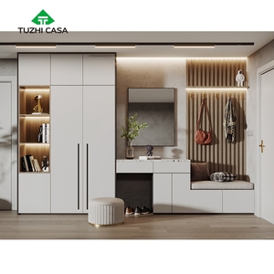 Armoire à chaussures haute de gamme en bois pour salon, <span class=keywords><strong>avec</strong></span> porte, penderie et siège, design modulaire - Product Image 5