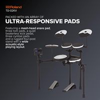 Roland TD-02KV V-Drums Electronic Drum Kit, Noise-Reducing, Mesh-Head Snare, Wide Acoustic-Style Playing Layout, Onboard Coach
