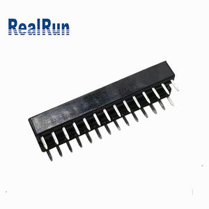 2,54 conector do mergulho da fileira 2,54 dobro do Pin do soquete 28 do SIP com terminal liso através do furo para encabeçamento do adaptador do PWB dos CI - Product Image 3