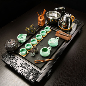 Plateau à thé traditionnel chinois kongfu table à thé entièrement automatique avec <span class=keywords><strong>théière</strong></span> et cadeau commercial gaiwan - Product Image 4