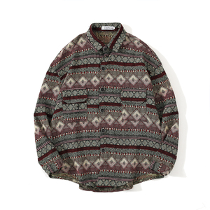 Chaqueta Bomber de Lana para Hombre, Estilo Vintage, Talla XL, Holgada, Manga Larga, Estilo Occidental, Otoño, ODM, Estampado Azteca Navajo, Tinte Liso en la Parte Delantera - Product Image 5