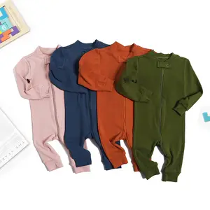 High Quality Bamboo Baby Romper Full Long Sleeve Baby Boy Clothes Jumpsuit Polo Romper New Born Baby Girls Zipper Pajamas