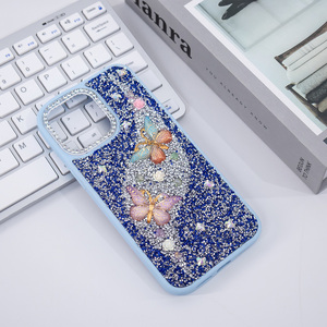 Coque de téléphone portable en diamant pour <span class=keywords><strong>iphone</strong></span> 15 14 13 Glitter Butterfly Girls Back Cover Fundas Protector De Celular Estuches Forro - Product Image 2