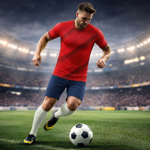 Maillot de football à séchage rapide à rayures géométriques, manches courtes, respirant, pour l'entraînement d'équipe - Product Image 2