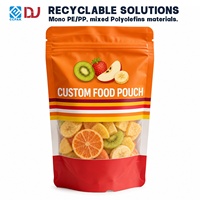 Staande zak voor gedroogde fruitsnacks met transparant venster en ritssluiting, op maat gemaakte verpakking voor groothandel