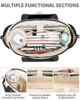 Sac fourre-tout matelassé léger pour femme, en polyester imperméable, avec fermeture éclair, pour ordinateur portable 15,6 pouces, idéal pour le travail, l'école et les voyages