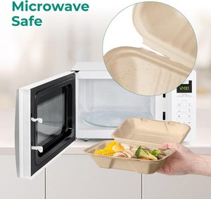 Contenedores de Alimentos Desechables Biodegradables de Bagazo de Caña de Azúcar, Aptos para Microondas y Resistentes a la Grasa, y Cajas para Llevar Comida para Camping - Product Image 3