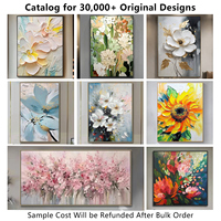 Peintures murales sur toile encadrée 3D en acrylique peintes à la main, taille personnalisée, vente en gros, style moderne, pour la décoration de la maison et des hôtels, motifs floraux abstraits