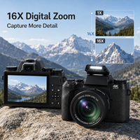 Appareil photo numérique 64MP avec capteur CMOS 4K, écran tactile 4,0 pouces, batterie au lithium, zoom optique 16X, griffe porte-accessoire, Wi-Fi, lumière d'appoint, 9 modes, caméra Vlog
