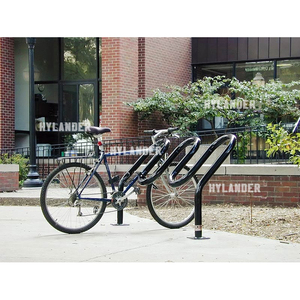 Wave bike rack storage floor mounted steel bike parking hoop wave outdoor front 3 bike racks - Product Image 1