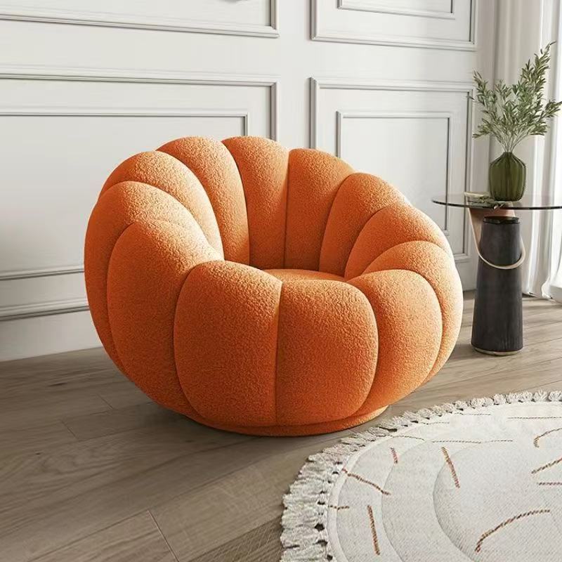 Orange lamb swool single sofa can rotate