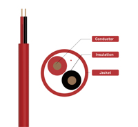 Cable de Alarma contra Incendios de PVC Rojo LSZH, FPLR 2C 16AWG, Cobre Desnudo Sin Blindaje, para Sistemas de Seguridad, con Certificación UL 1424