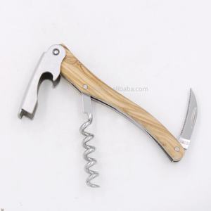 Ouvre-bouteille de vin <span class=keywords><strong>en</strong></span> acier inoxydable, simple, de haute qualité, avec manche <span class=keywords><strong>en</strong></span> <span class=keywords><strong>bois</strong></span> <span class=keywords><strong>d</strong></span>'olive - Product Image 2