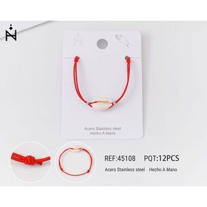 Red Elastic Seashell <b>Bracelet</b> Stainless Steel Handmade Fashion Jewelry - Product Image 1