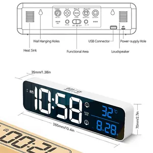 Musik Wecker LED Digitaler großer Display Helligkeit USB wiederaufladbare Uhr Schläfthalter für Zuhause