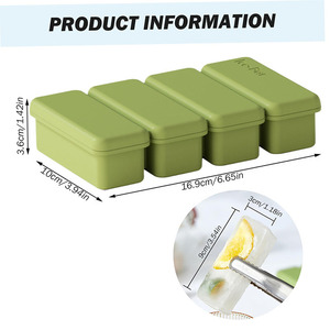 4 khoang cấp thực phẩm Silicone Tủ đông khuôn linh hoạt dễ dàng phát hành lớn <span class=keywords><strong>Ice</strong></span> <span class=keywords><strong>Cube</strong></span> Khay cho nước sốt lưu trữ nhà bếp - Product Image 2