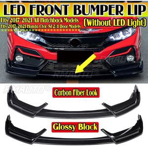 3PCS Front Bumper Spoiler Lip <b>Splitter</b> Gloss Black/Carbon Fibre Fit for Honda Civic Si Hatchback 2017-2021 - Product Image 1