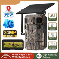 Nouvelle caméra de chasse intelligente AI 4G à double objectif, alimentée par énergie solaire, GPS, 24MP CMOS, grand angle 180°, interphone bidirectionnel, étanche